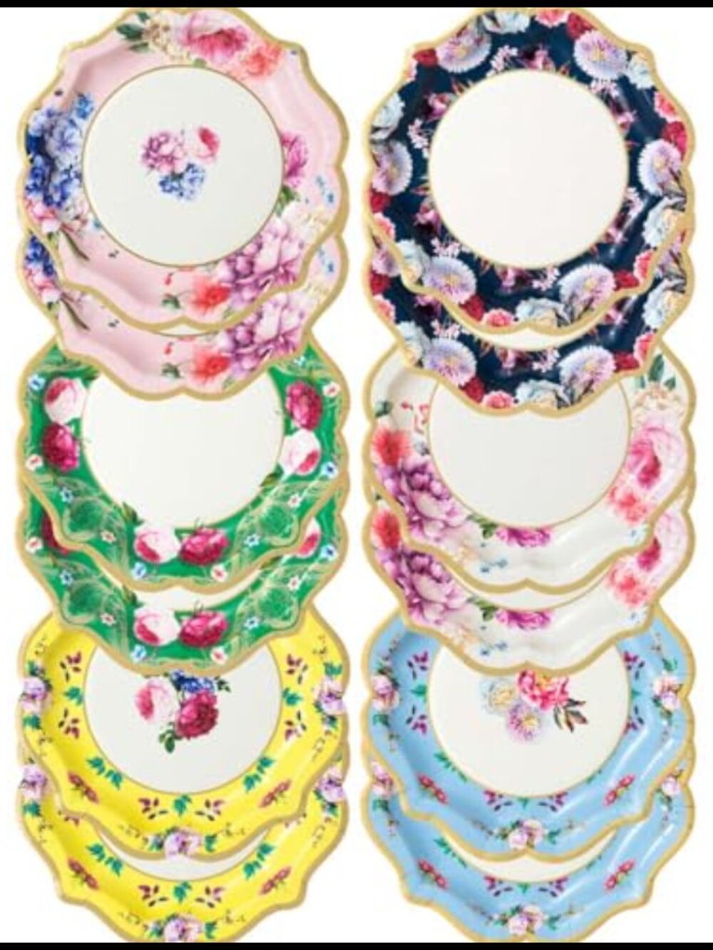 Vintage Floral Paper Plates 12 Pack 6 Designs Tea Party